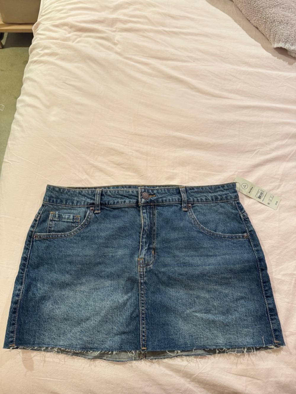 Women's Blue Denim Mini Skirt with Raw Hem